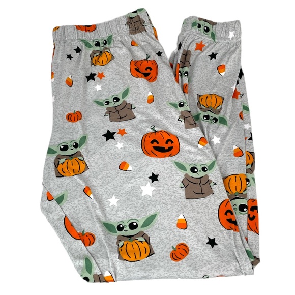 Star Wars The Mandalorian Baby Yoda Halloween Pajamas Gray Orange Size Small - Picture 8 of 8